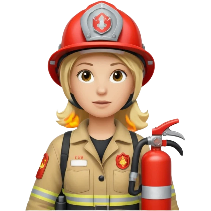 Firefighter with respiratory protection, blonde female, with fire extinguisher emoji