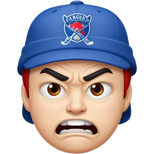 Butt with an angry face and rangers hockey hat  emoji