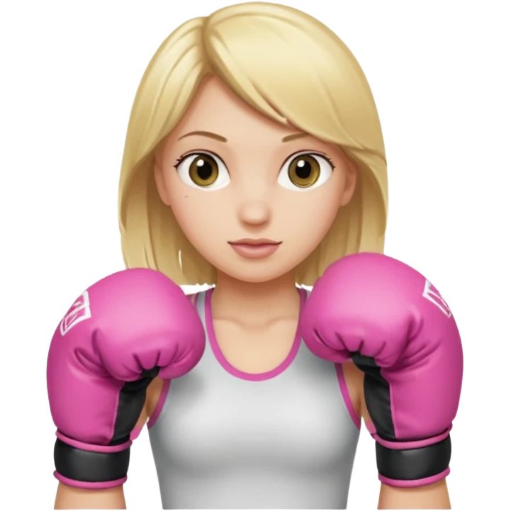 blonde girl wearing pink boxing gloves emoji