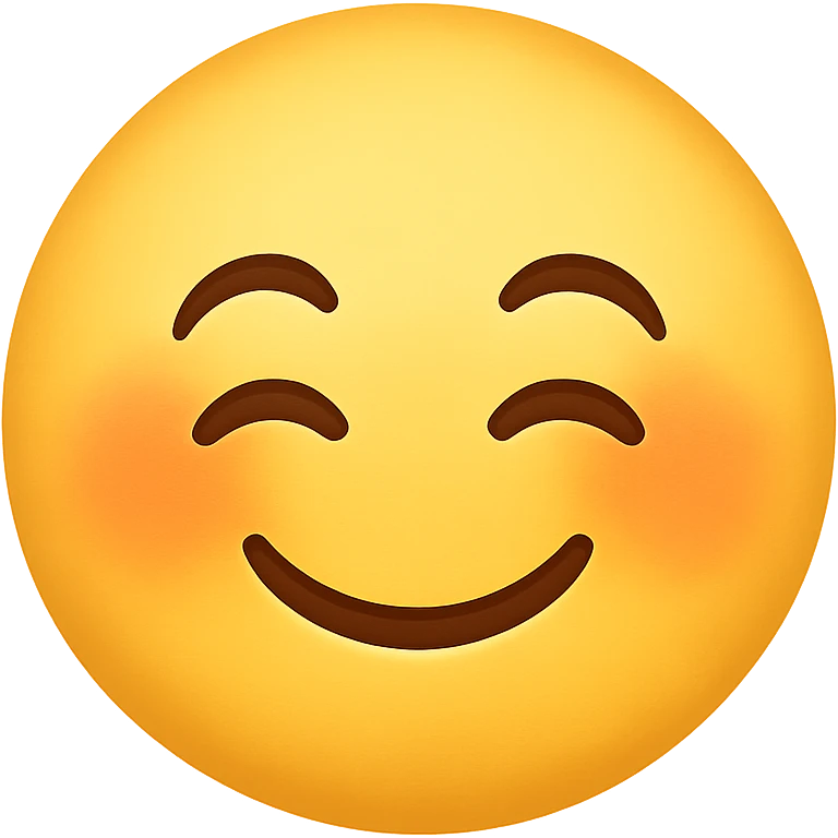 cute emoji, smiling with closed eyes, chubby cheeks emoji