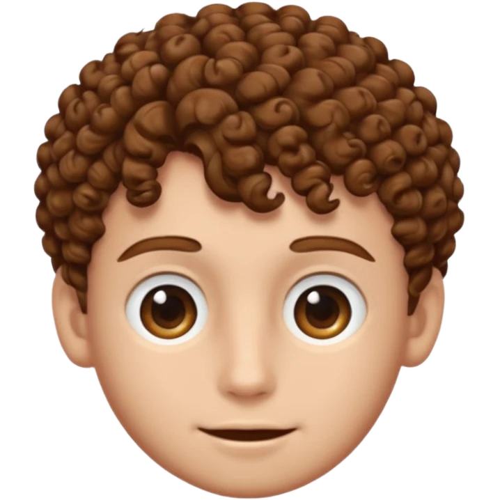 Create an emoji of YouTuber DavidMC's face - he has hair with short sides but a curly top, it is brown emoji
