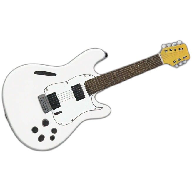 white guitar with anime stickers emoji