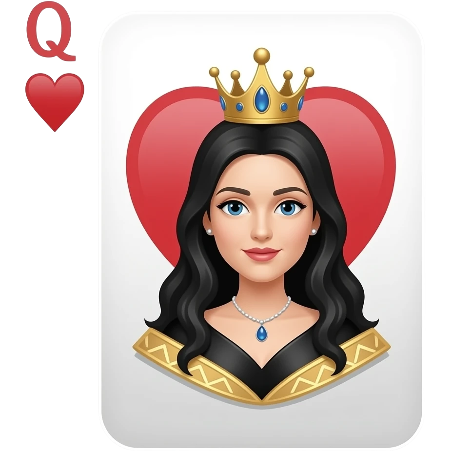 Queen of hearts but queen in centre should be black emoji