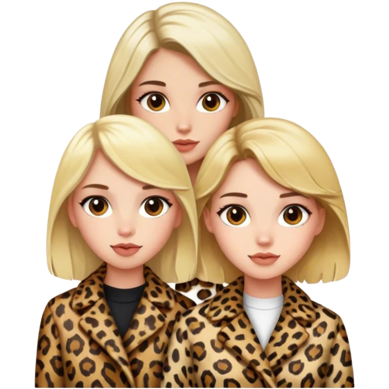 A blonde girl with a brunette girl in leopard print coats emoji