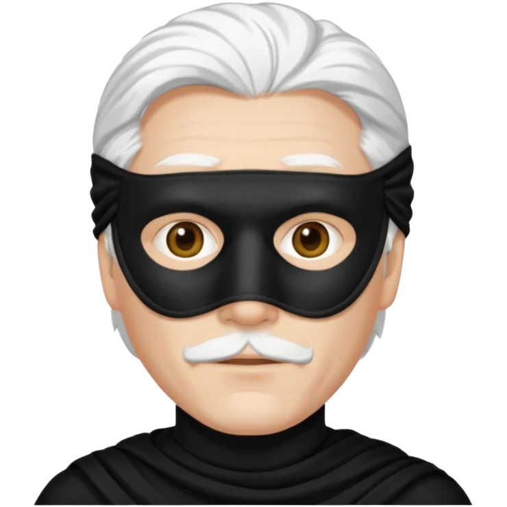 Мужчина с белыми волосами в черный маске emoji