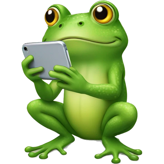 Frog looking at his phone emoji