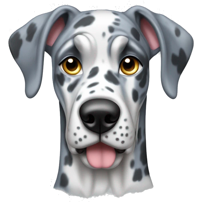 Blue Merle Great Dane with a gun emoji