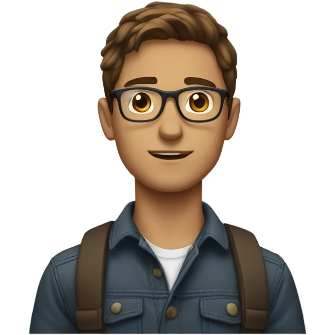 young man with brown hair and glasses emoji
