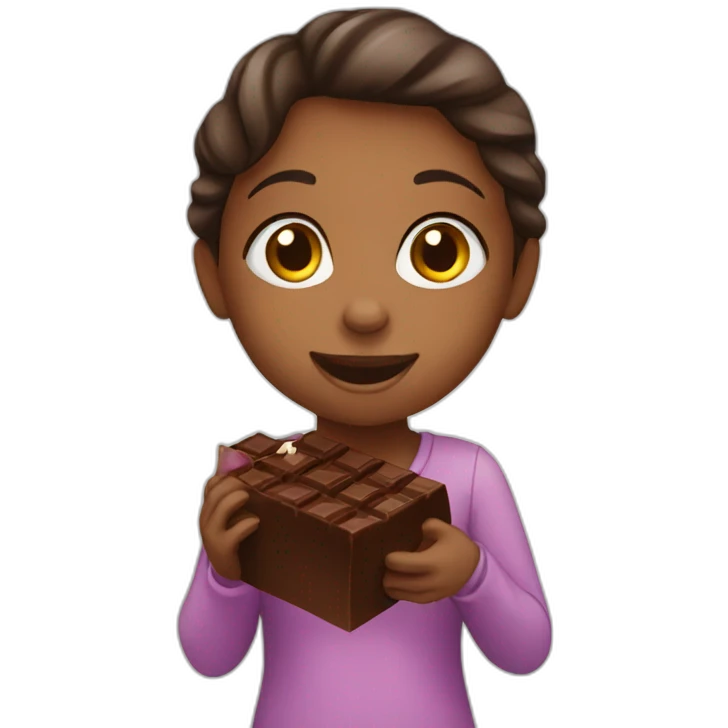 Girl eating chocolate emoji