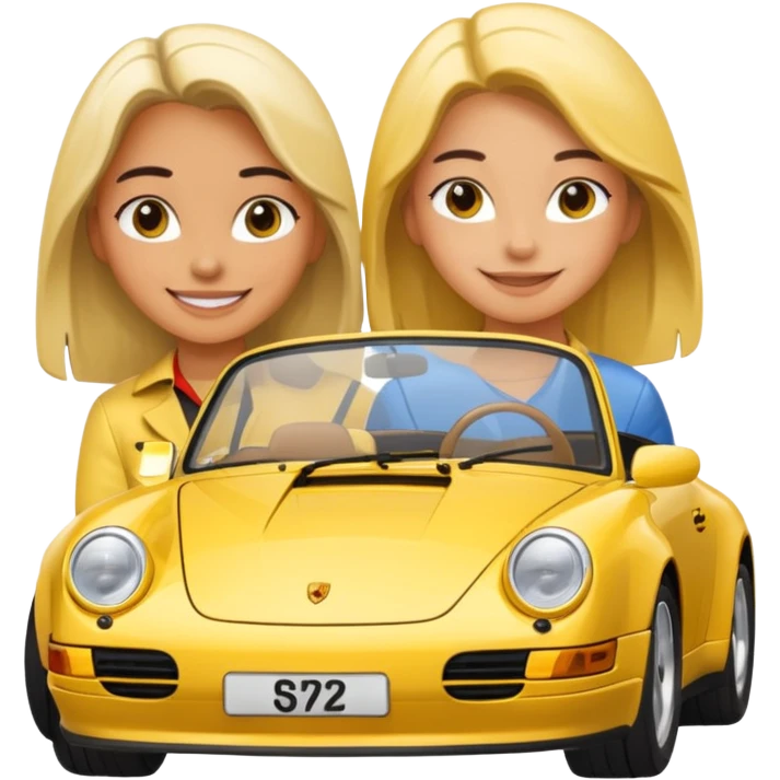 Yellow Porsche 911 992 with girls emoji