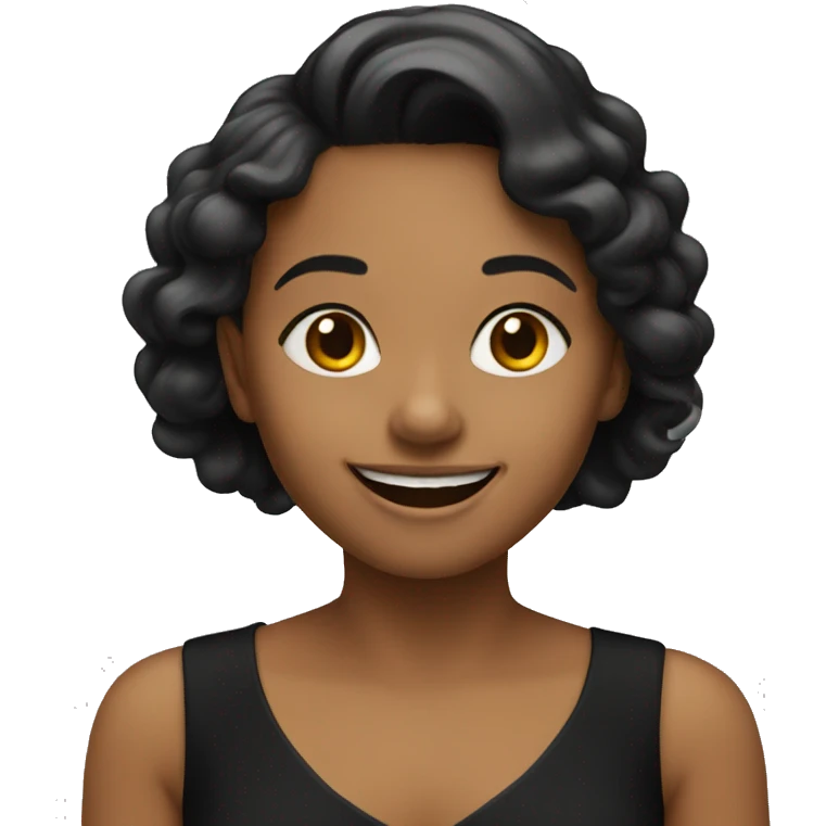 happy girl in black dress emoji