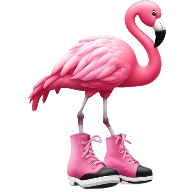 Pink flamingo in tap dancing shoes emoji