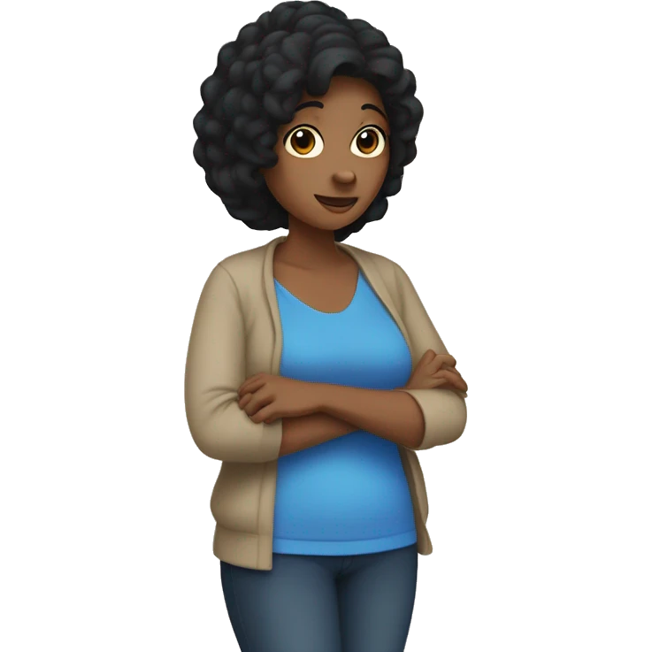 Mama with black hair and blue holding my hand  emoji