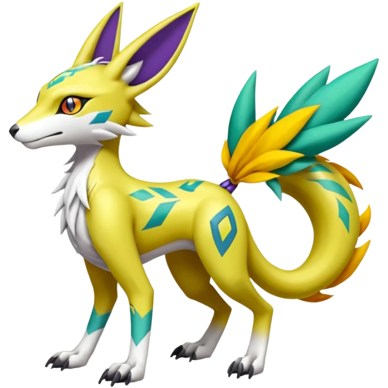 Meloetta-Vernid-Renamon-Lombax-Sergal-Pokémon-Digimon-Fakémon-fusion-hybrid-creature emoji