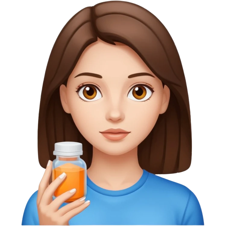 Beautiful fit light brunette girl with Adderall emoji