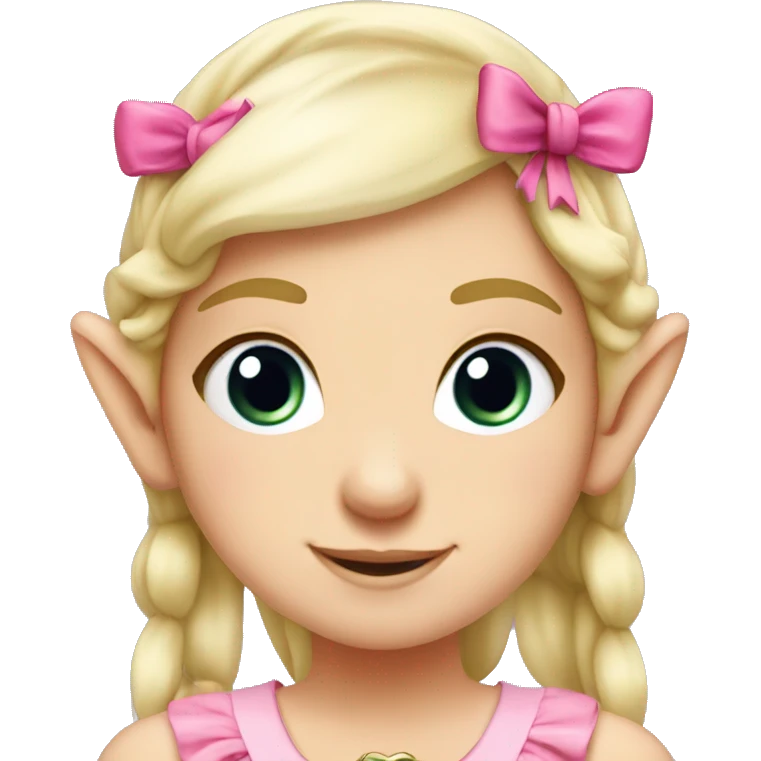 cute elf girl blonde hair with pink bows emoji