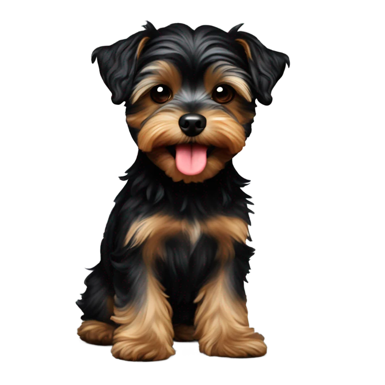 Black Yorkiepoo sticking his tongue out  emoji