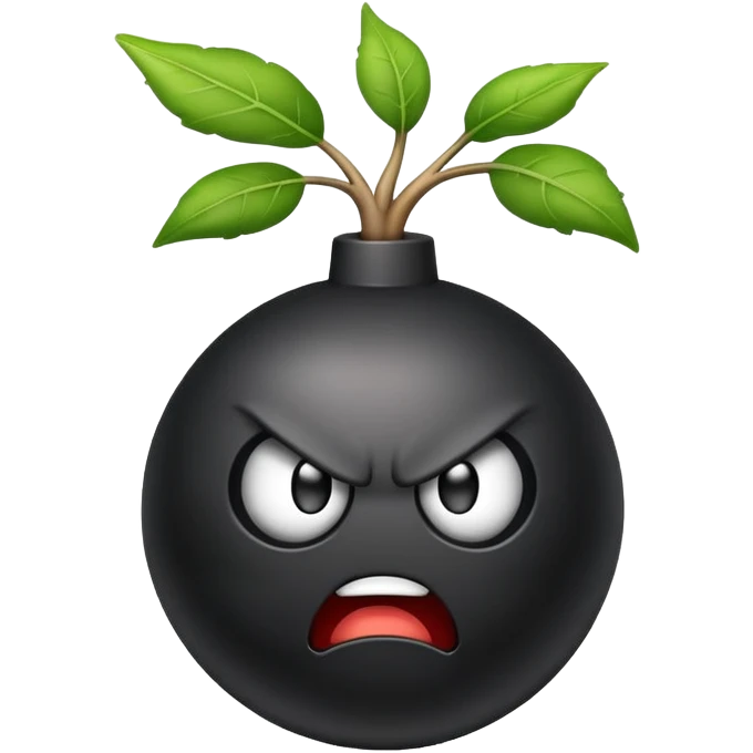 Bomb as a root, angry face emoji as a growing stem emoji