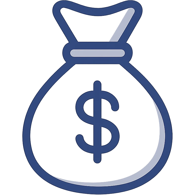 money bag icon, minimal lines, modern flat design emoji