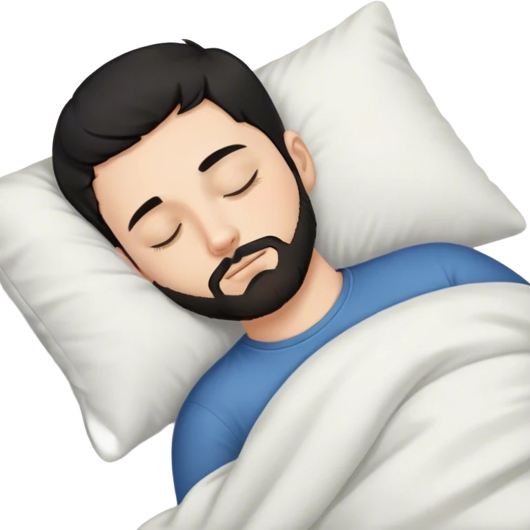 young white man with black short beard and short black hair sleeping emoji