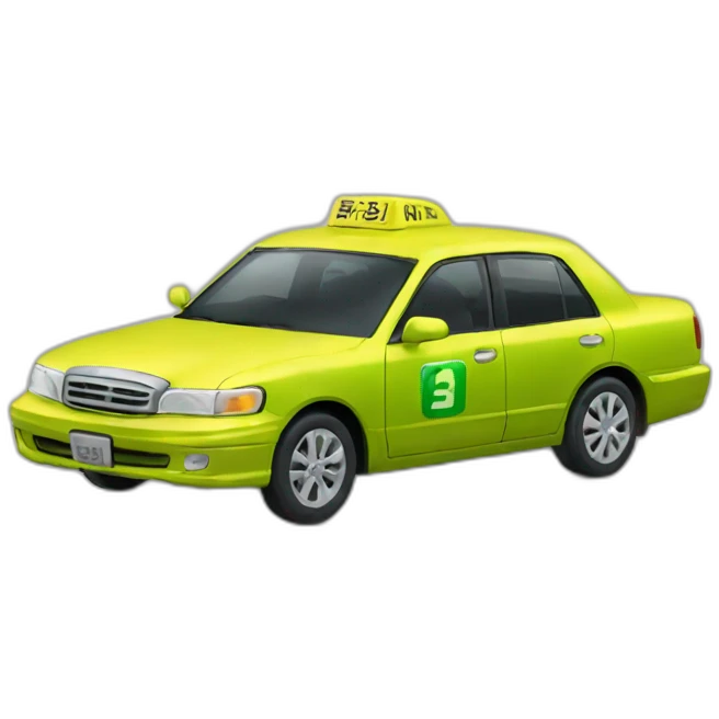 Japanese green yellow sedan taxi  emoji