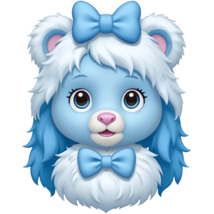 blue furry girl care bear yeti bow emoji