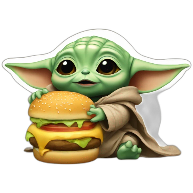Baby Yoda eat burger emoji