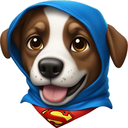 Perro con capucha de superman emoji