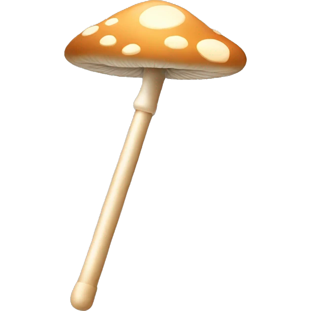Hand holding a long beige rod, mushroom shaped emoji
