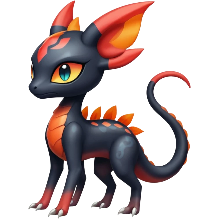 Colorful Translucent Tricky Hot Handsome Meloetta-Salandit-Litten-Pokémon-Fakémon-fusion-hybrid-creature emoji