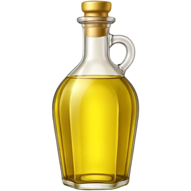 olive oil bottle object icon, glass bottle with golden olive oil, 3D cartoon, mobile game icon style, clean background, no text, no watermark
 emoji