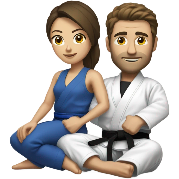 woman and brunette white man doing Jiu jitsu  emoji
