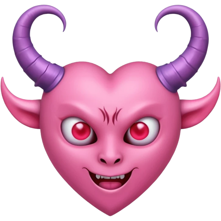 a plain pink heart with demon horns on it, no face emoji