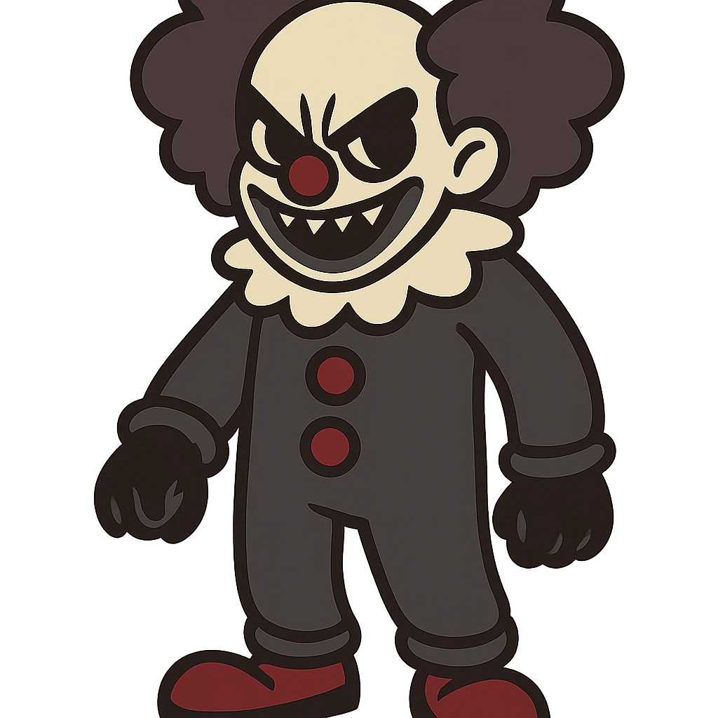 flat toon style dark clown with bold lines emoji