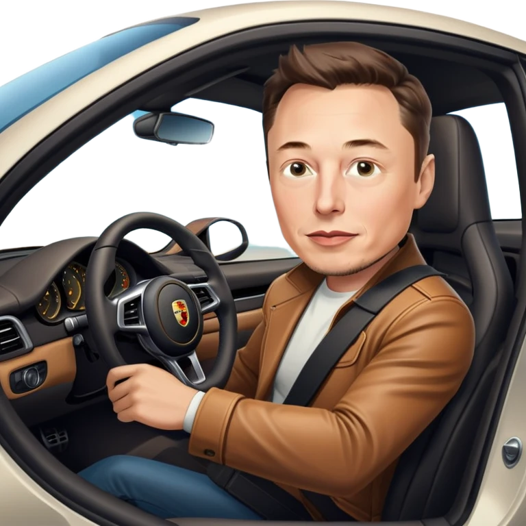 Elon Musk driving a Porsche  emoji