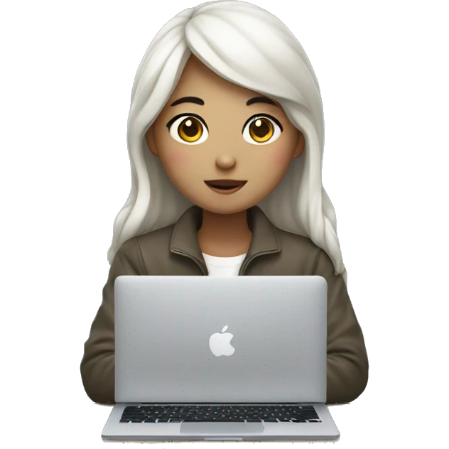 Korean girl with macbook emoji