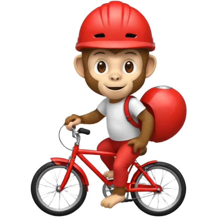 monkey with red bicycle helmet, tshirt emoji