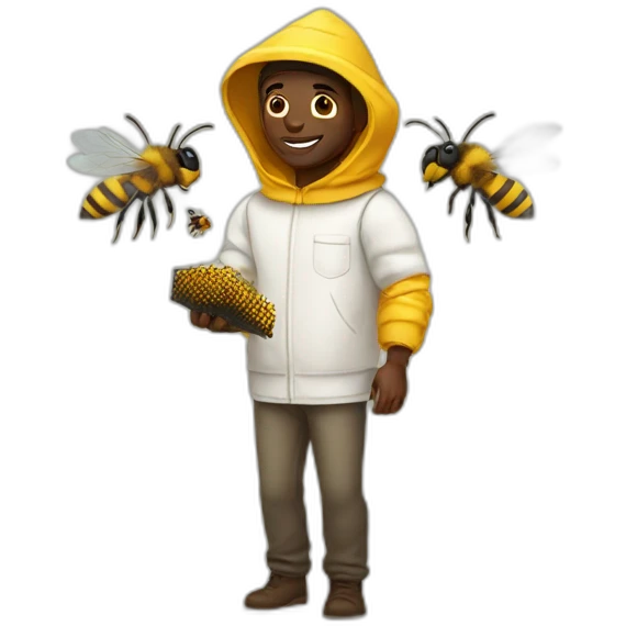 Black man as a beekeeper full body emoji