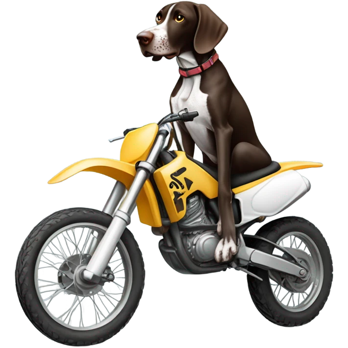 German shorthair pointer on a dirt bike emoji