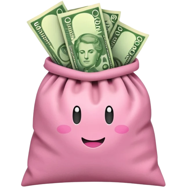 Forest Green Australian $100 long rectangle money notes overflowing in a pink sack emoji