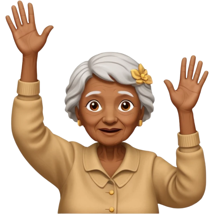 Old lady hands up raise the roof dancing  emoji
