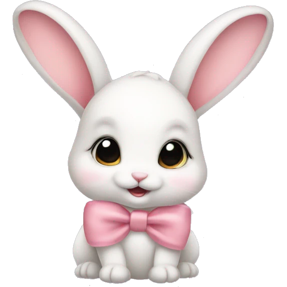 Baby bunny with coquette bow on ear emoji
