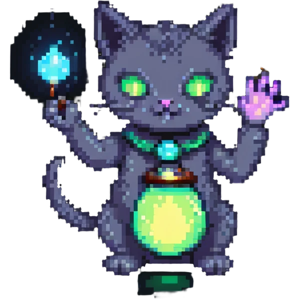 alien cat performing magic with glowing effects emoji