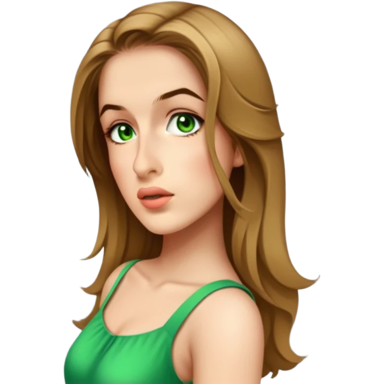 female, wearing a dress, long dark-blonde habe  emoji