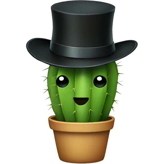 cactus with black top hat emoji