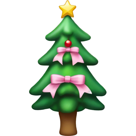 Christmas tree with light pink bow emoji