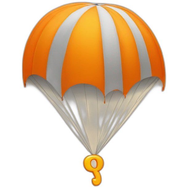 orange letter Q to which the parachute is attached emoji