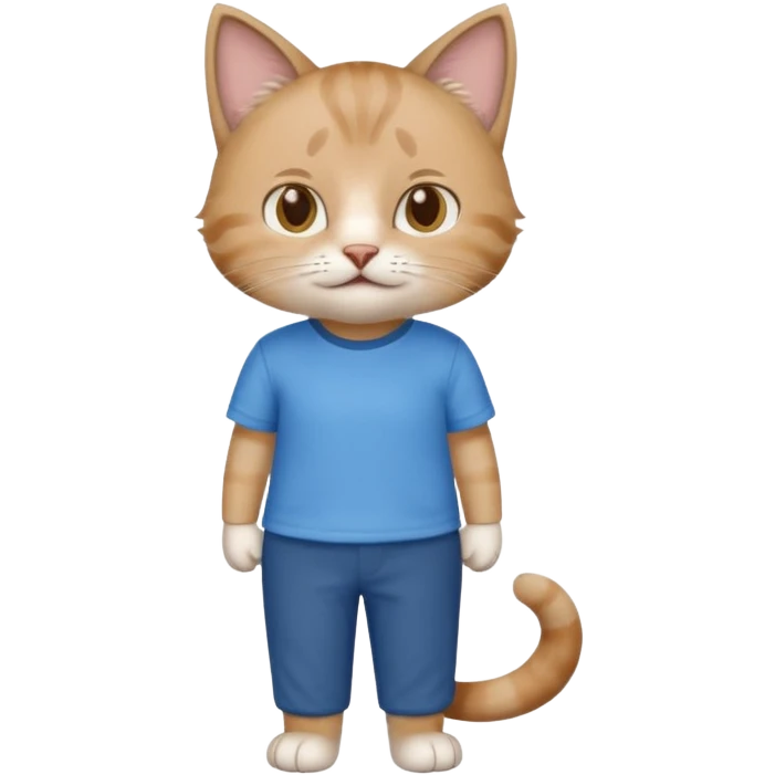 a cat wearing shirt and a pant emoji