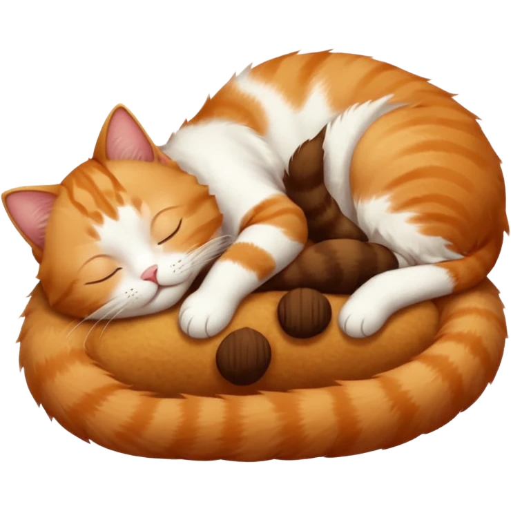 ginger and white small cat eyes closed lying down upside down emoji