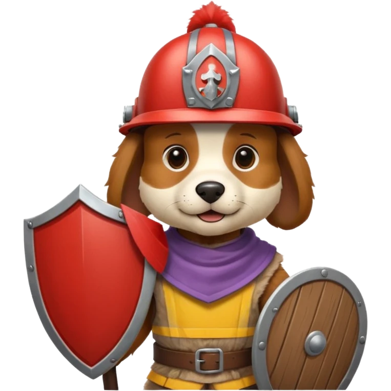Dog with helmet and wooden shield emoji